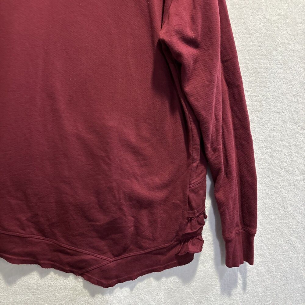Wilt Ruffle Trim Asymmetrical Sweatshirt Burgundy Women's Size Small Lagenlook - Picture 11 of 14